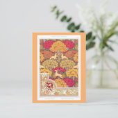 Jugendstil Herbstbäume und Hirsche fallen Verneuil Postkarte (Stehend Vorderseite)