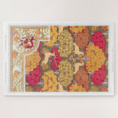 Jugendstil Herbstbäume und Hirsche Verneuil Puzzle (Horizontal)