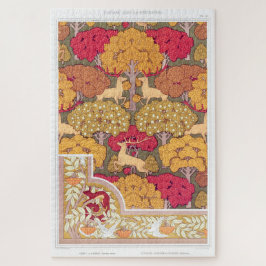 Jugendstil Herbstbäume und Hirsche Verneuil Puzzle