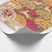 Jugendstil-Herbstbäume und Hirsche Vintager Fall Geschenkpapier (Ecke)