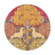 Jugendstil-Herbstbäume und Hirsche Vintager Fall