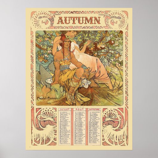 Jugendstil-Herbstkalender der viktorianischen Ära  Poster (Vorne)
