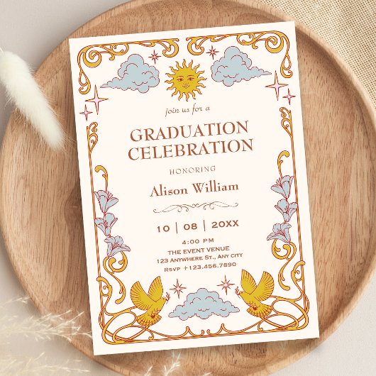 Jugendstil Himmels-Graduation Einladung