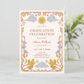 Jugendstil Himmels-Graduation Einladung (Stehend Vorderseite)