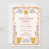 Jugendstil Himmelsgeburtstag Einladung (Vorderseite)