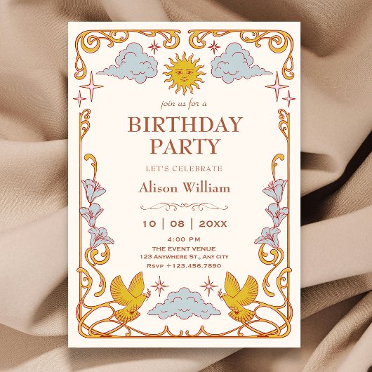 Jugendstil Himmelsgeburtstag Einladung
