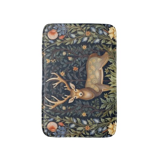 Jugendstil-Hirsch im Garten Badematte (Vorderseite Vertikal)