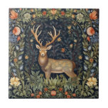 Jugendstil-Hirsch im Garten Fliese<br><div class="desc">Wilhelm Morris inspirierte die Kunst im Gartenstil.</div>