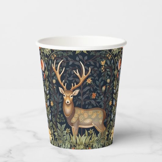 Jugendstil-Hirsch im Garten Pappbecher (Rückseite)