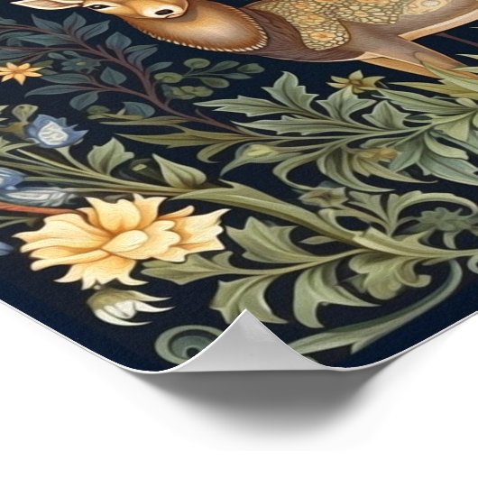 Jugendstil-Hirsch im Garten Poster (Ecke)