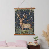 Jugendstil-Hirsch im Garten Wandteppich Mit Holzrahmen (Schlafzimmer)