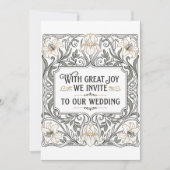 Jugendstil Hochzeit Blumen Einladung (Vorderseite)