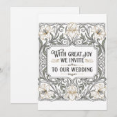 Jugendstil Hochzeit Blumen Einladung (Vorne/Hinten)