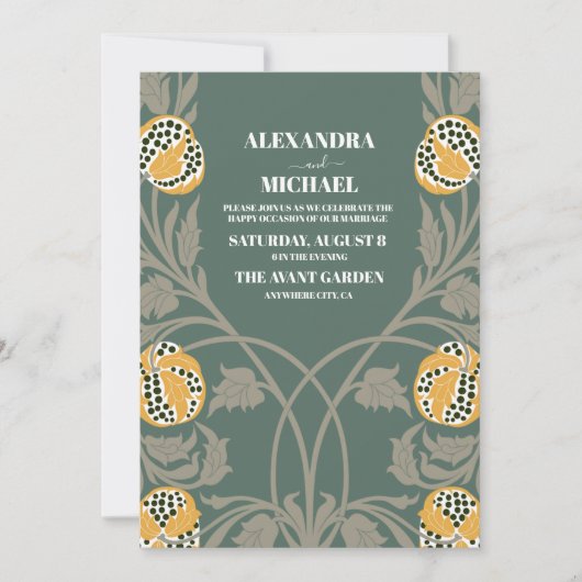 Jugendstil-Hochzeit Einladung (Vorderseite)