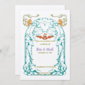 Jugendstil-Hochzeit Einladung (Vorne/Hinten)