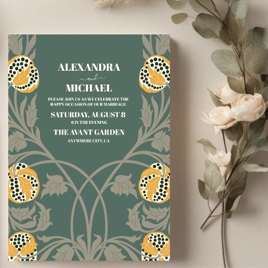 Jugendstil-Hochzeit Einladung