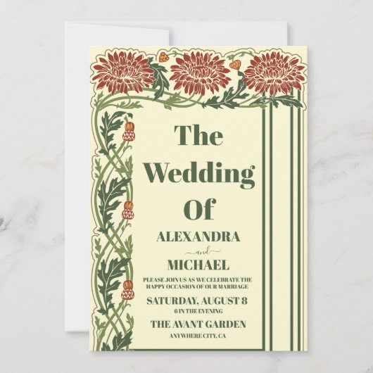 Jugendstil-Hochzeit Einladung (Vorderseite)