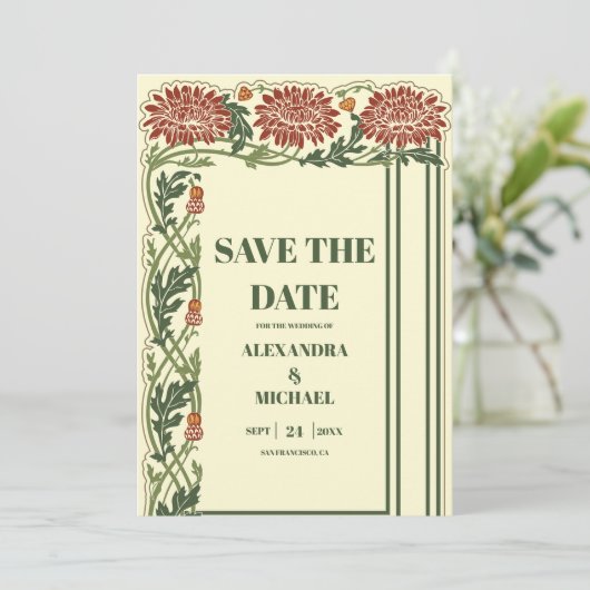 Jugendstil-Hochzeit Save The Date (Stehend Vorderseite)