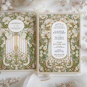 Jugendstil Hochzeit Vintage florale Imitate Gold Einladung