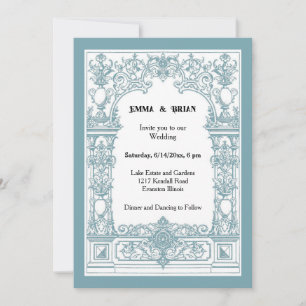 Jugendstil-Hochzeitseinladung   Vintage verziert Einladung