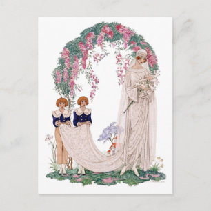 Jugendstil-Hochzeitsillustration – Vintage-Braut  Postkarte