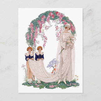 Jugendstil-Hochzeitsillustration – Vintage-Braut  Postkarte