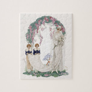 Jugendstil-Hochzeitsillustration – Vintage-Braut Puzzle