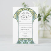 Jugendstil-Hochzeitskarten (Set #1) RSVP Karte (Stehend Vorderseite)