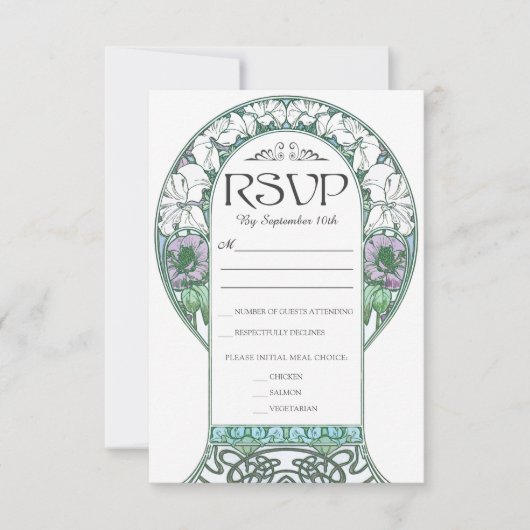 Jugendstil-Hochzeitskarten (Set #2) RSVP Karte (Vorderseite)