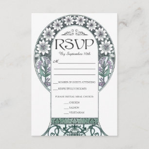 Jugendstil-Hochzeitskarten (Set #6) RSVP Karte