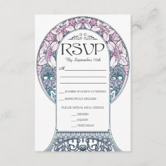 Jugendstil-Hochzeitskarten (Set #8) RSVP Karte