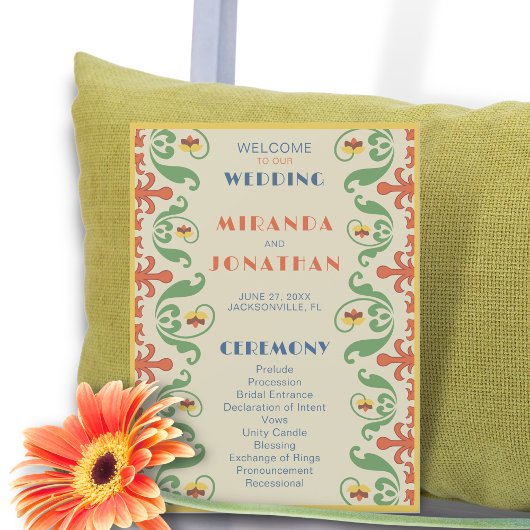 Jugendstil-Hochzeitsprogramm Einladung