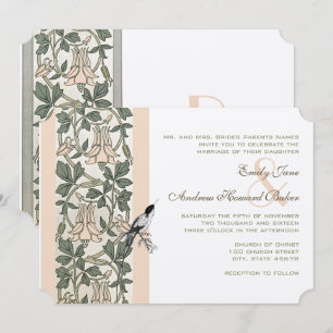 Jugendstil-Honigsauger-Holibrüppchen-Hochzeit Einladung