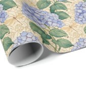 Jugendstil-Hortensienmuster mit Libellen Geschenkpapier (Rolleneckpunkt)