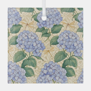 Jugendstil-Hortensienmuster mit Libellen Ornament Aus Glas