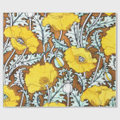 Jugendstil-hübsch-gelbe Mohnmuster Geschenkpapier (Flach)