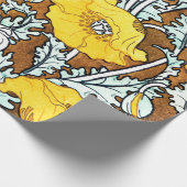 Jugendstil-hübsch-gelbe Mohnmuster Geschenkpapier (Ecke)