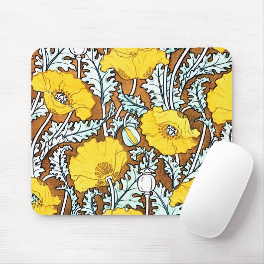 Jugendstil-hübsch-gelbe Mohnmuster Mousepad (Mit Mouse)