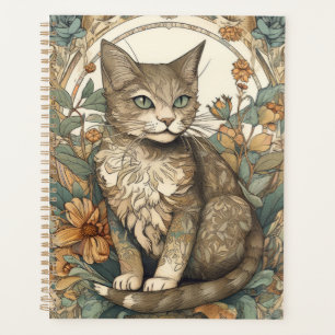 Jugendstil Hübsche Katze mit Blume Planer