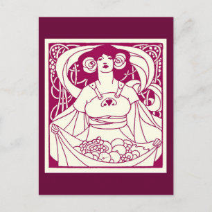 Jugendstil-Illustration der Ernte-Maid Vintage Postkarte