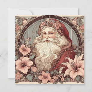 Jugendstil-Illustration des Weihnachtsmanns Einladung