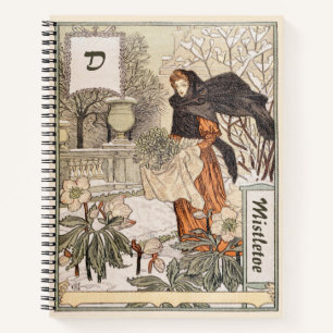 Jugendstil-Illustration des Wintergartens im Dezem Notizblock