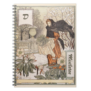 Jugendstil-Illustration des Wintergartens im Dezem Notizblock