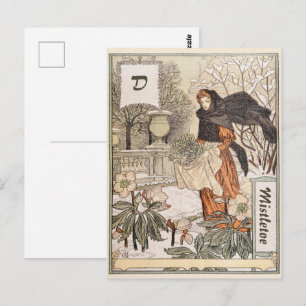 Jugendstil-Illustration des Wintergartens im Dezem Postkarte
