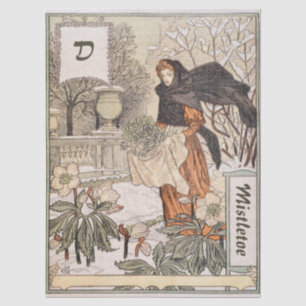 Jugendstil-Illustration des Wintergartens im Dezem Seidenpapier