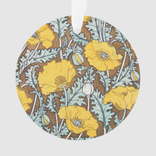 Jugendstil-Illustration Mohn Gelbe Blume Ornament