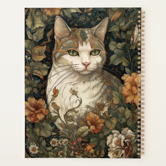 Jugendstil-Illustration von Katzen mit Blume Planer (Rückseite)