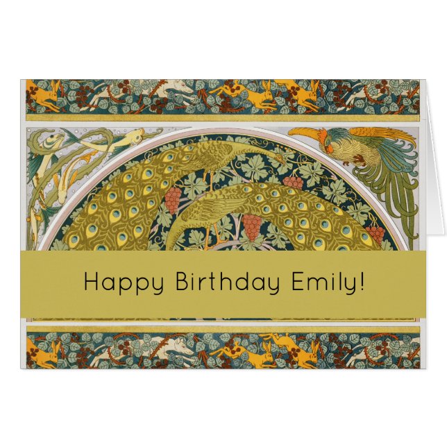 Jugendstil im Pfauenstil - runder, aufwändiger Ent (Vorderseite (Horizontal))