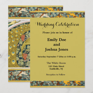 Jugendstil im Pfauenstil - runder, aufwändiger Ent Einladung