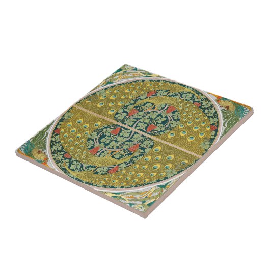 Jugendstil im Pfauenstil - runder, aufwändiger Ent Fliese (Seite)